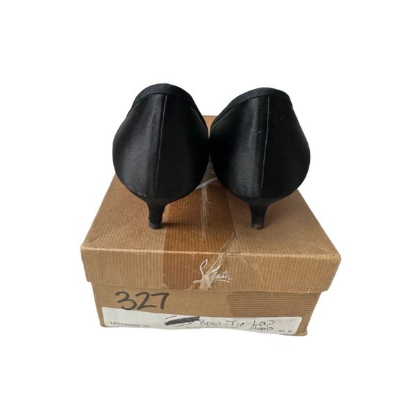 CHRISTIAN LOUBOUTIN Legionana Black Satin Bow Kitten Heels Size 36.5 /6.5 - Picture 6 of 10